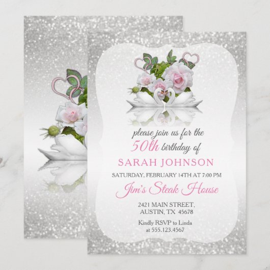 Prachtige Zwaan Verjaardag Kaart (Voorkant / Achterkant)