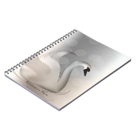 Prachtige Zwaan White en Silver Elegant Custom Chi Notitieboek (Linkerzijde)