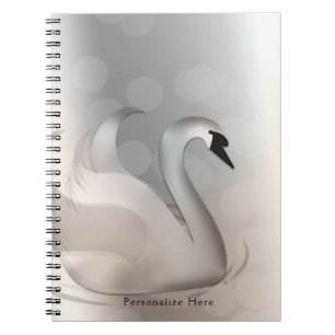 Prachtige Zwaan White en Silver Elegant Custom Chi Notitieboek