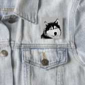 Prachtige zwart/witte Husky Pin Button (In situ)