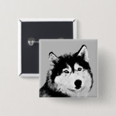 Prachtige zwart/witte Husky Pin Button (Voorkant /achterkant)