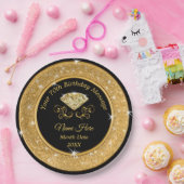 Prachtige zwarte en Gold 70e verjaardag papieren B Papieren Bordje (Feest)