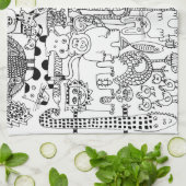 Prachtige Zwarte en Witte Kunst van Wilde Dieren Theedoek (Gevouwen)