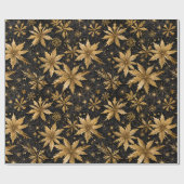 Prachtige zwarte gouden sneeuwvlokken kerst cadeaupapier (Vlak)
