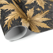 Prachtige zwarte gouden sneeuwvlokken kerst cadeaupapier (Rol Hoek)