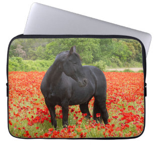 Prachtige zwarte ongerustheid in een popy Field no Laptop Sleeve