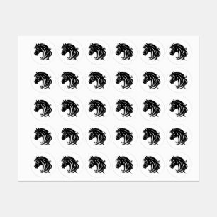 Prachtige zwarte paardenhoofd labels