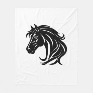 Prachtige Zwarte Paardenkop Fleece Deken