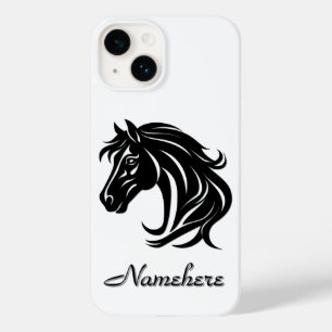 Prachtige Zwarte Paardenkop met Naam Case-Mate iPhone 14 Hoesje