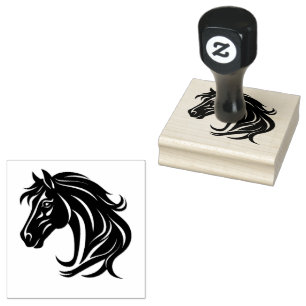 Prachtige Zwarte Paardenkop   Rubberstempel