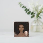 prachtige zwarte vrouwenoorkaartje vierkante visitekaartje (Staand voorkant)