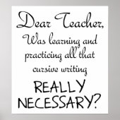 Practice Cursive Funny Poster (Devant)
