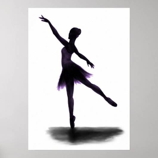 "Practice Makes Perfect" ballerina poster - paars (Voorkant)