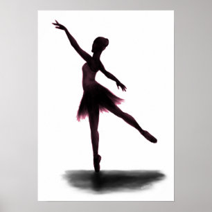 "Practice Makes Perfect" ballerina poster - roze