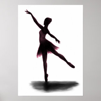 "Practice Makes Perfect" ballerina poster - roze