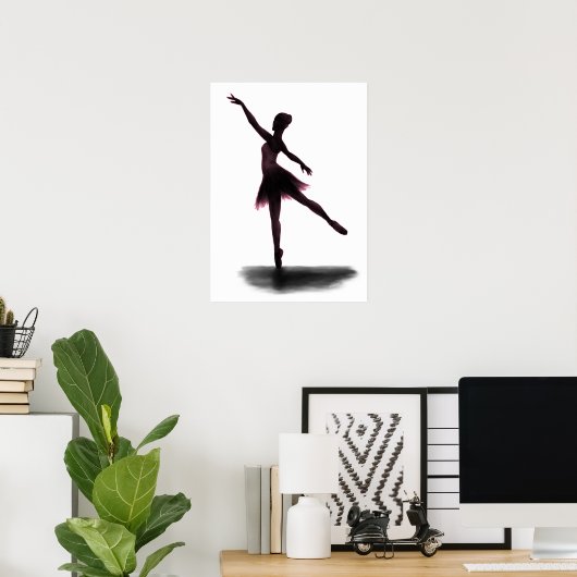 "Practice Makes Perfect" ballerina poster - roze (Thuiskantoor)