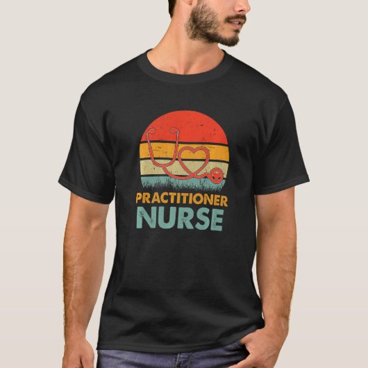 Practitioner Nurse Retro Love Heart Stethoscope Rn T-shirt (Voorkant)