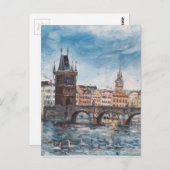 Prag - schilderij Charles bridge Briefkaart (Voorkant / Achterkant)
