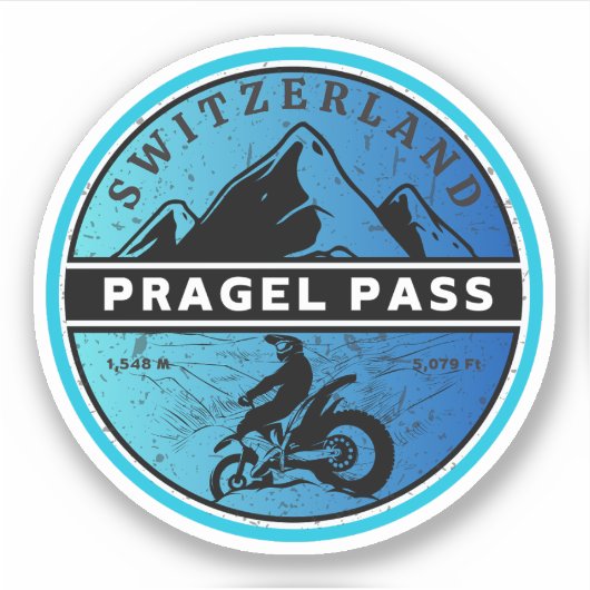 Pragel Pass Zwitsers-Alpen motortour Sticker (Voorkant)