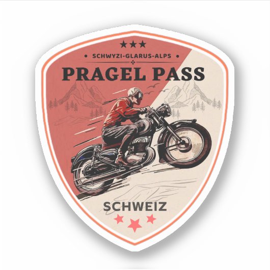Pragelpas Zwitserse Alpen motorfietstocht Sticker (Voorkant)