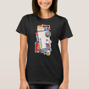 Prague Air Ticket Boarding Pass Plane Tsjechië T-shirt