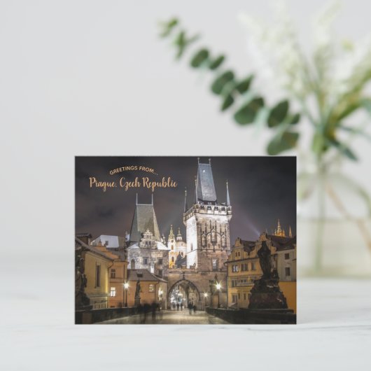 Prague Castle Charles Bridge Tsjechië Design Briefkaart (Staand voorkant)
