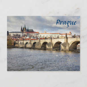 Prague Castle en Charles Bridge souvenir foto Briefkaart