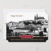 Prague Castle New Years Card, Prague Art  Holiday Feestdagenkaart (Voorkant)