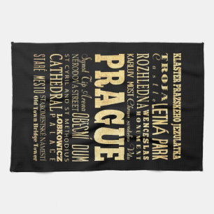 Prague City of Czech Republic Typography Art Theedoek