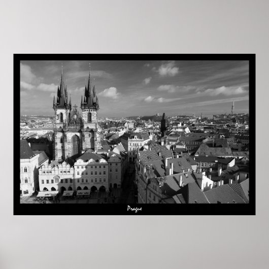 Prague Cityscape (B&W) Poster (Voorkant)