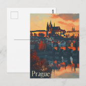 Prague d'antan : Carte postale du pont Charles (Devant / Derrière)