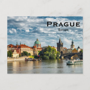 Prague Europe Vintage Travel Toerisme Toevoegen Briefkaart