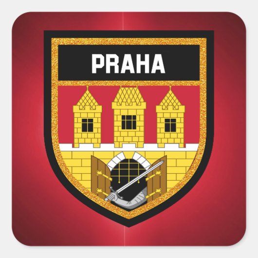 Prague Flag Vierkante Sticker (Voorkant)