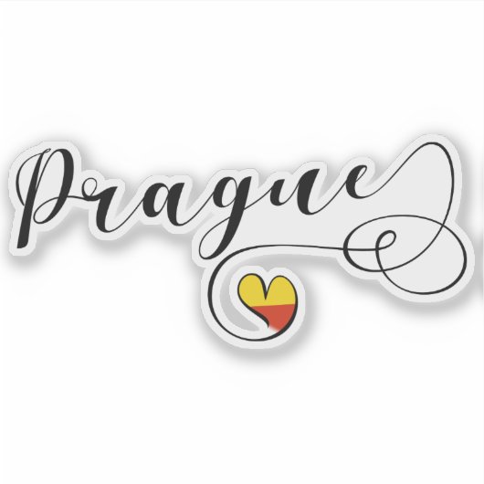 Prague Heart Flag Sticker (Voorkant)