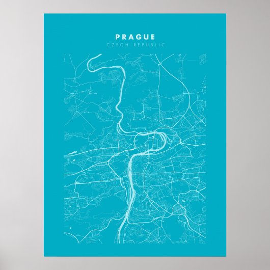 Prague Light Blue City Map Poster (Voorkant)