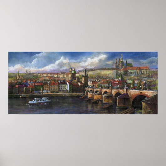 Prague Panorama Charles Bridge Prague Castle Poster (Voorkant)