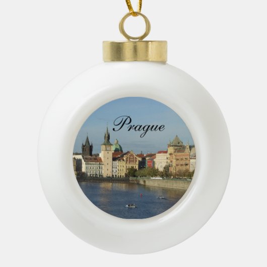 Prague Photo Bulb Orament Keramische Bal Ornament (Voorkant)