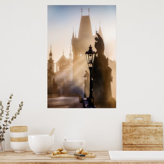 Prague - Poster du matin du Pont Charles (Cuisine)