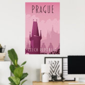 Prague République Tchèque affiche de voyage vintag (Bureau à domicile)