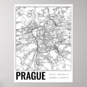 Prague République Tchèque Carte Minimale Poster (Devant)