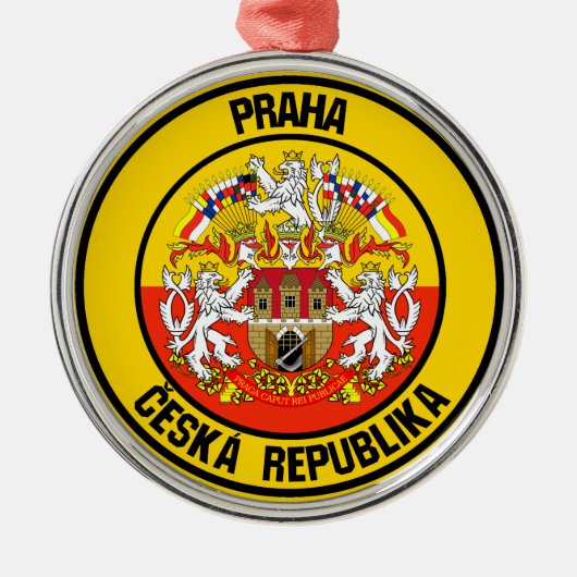 Prague Round Emblem Metalen Ornament (Voorkant)