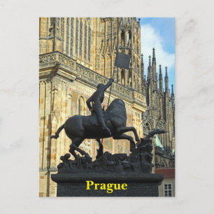 Prague standbeeld briefkaart