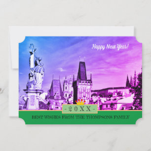 Prague Towers & Happy New Year! Kaart/Praha Feestdagenkaart