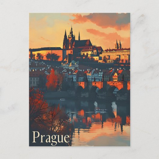 Prague vintage : Carte postale du pont Charles (Devant)