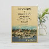 Prague Wedding Invitation Tsjechië Kaart (Staand voorkant)