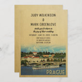 Prague Wedding Invitation Tsjechië Kaart (Voorkant / Achterkant)