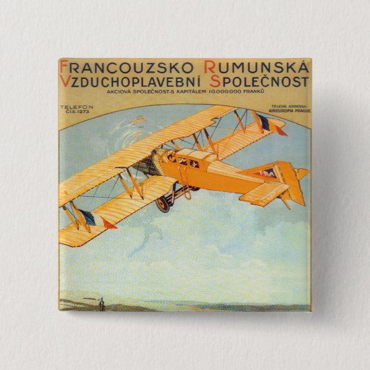 Praha ~ Franco Roumanie Vierkante Button 5,1 Cm (Voorkant)