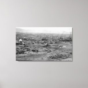 Prairie City, Oregon Birds Eye Town Uitzicht Canvas Afdruk