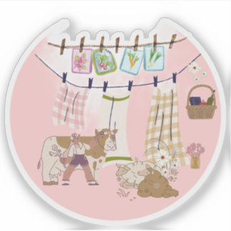 Prairie Cow Wasmachine Daisy Sticker