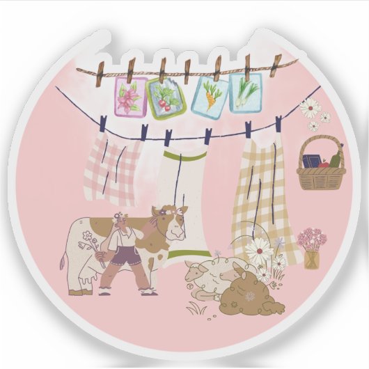 Prairie Cow Wasmachine Daisy Sticker (Voorkant)